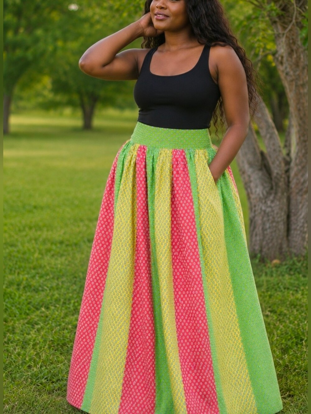 African Print Maxi Skirt